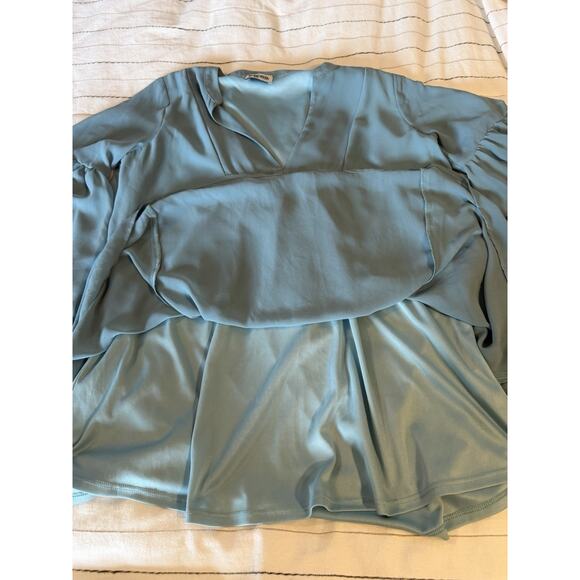 Show Me Your MuMu | Dakota Willow Swing Dress V-Neck Blue Green Aqua- Small - Picture 6 of 9